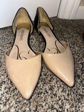 Sam & Libby Nude Pointed-Toe D'Orsay Flats